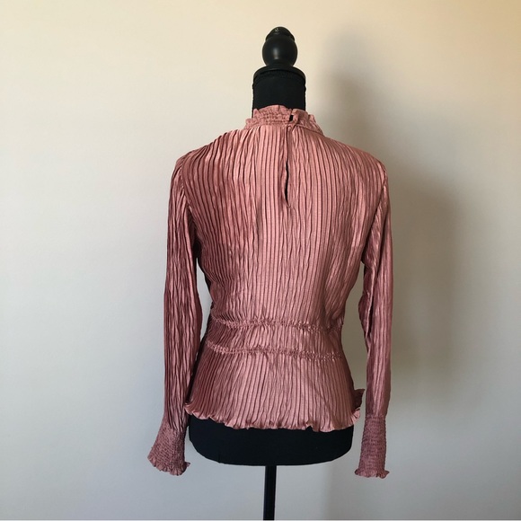 Zara Pleated High Neck Long Sleeve Blouse Size Small **New with Tag** - Picture 4 of 10